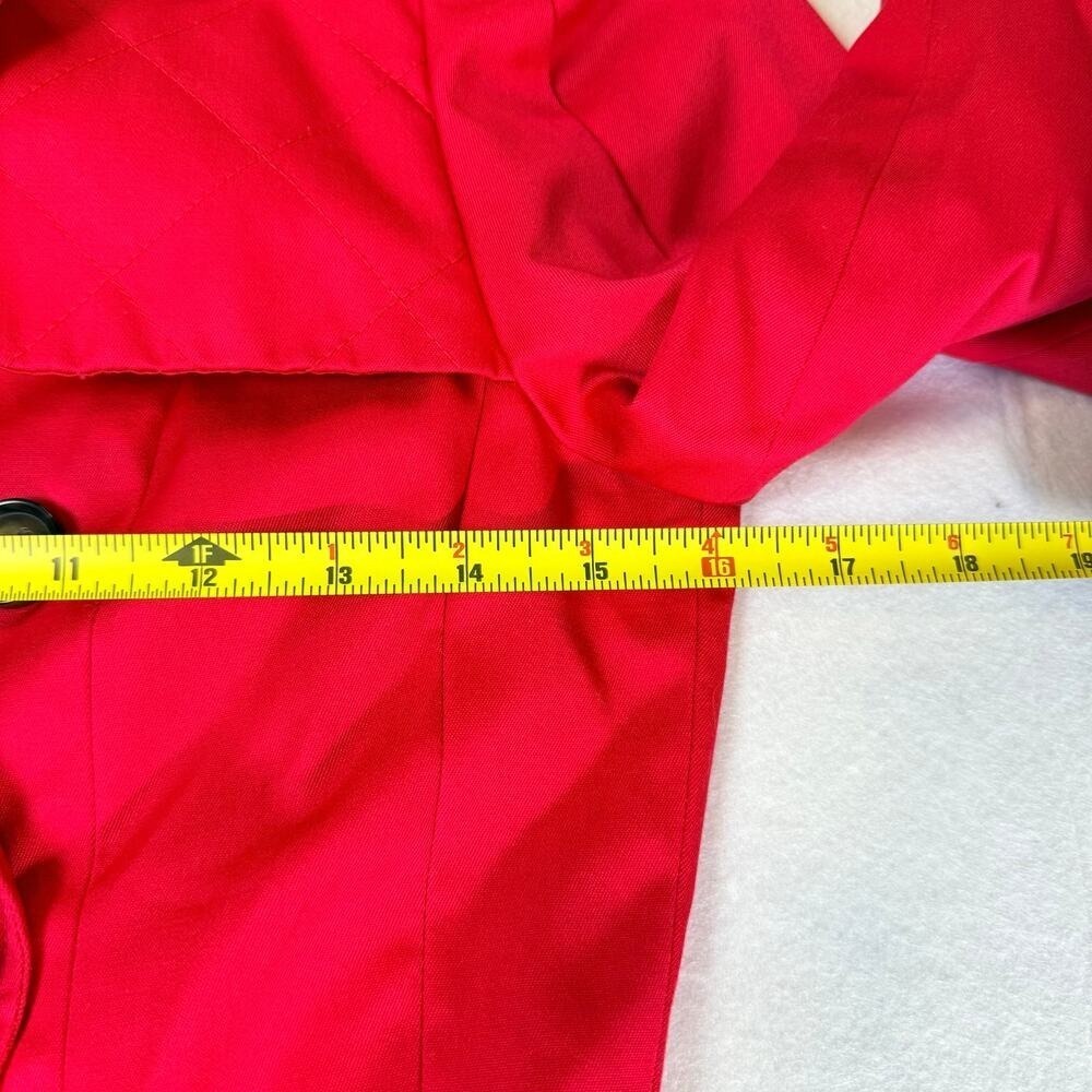 H&M Womens Red Short Trench Coat Jacket Size 2 Double Breasted Belted Waist Chic - Picture 8 of 14